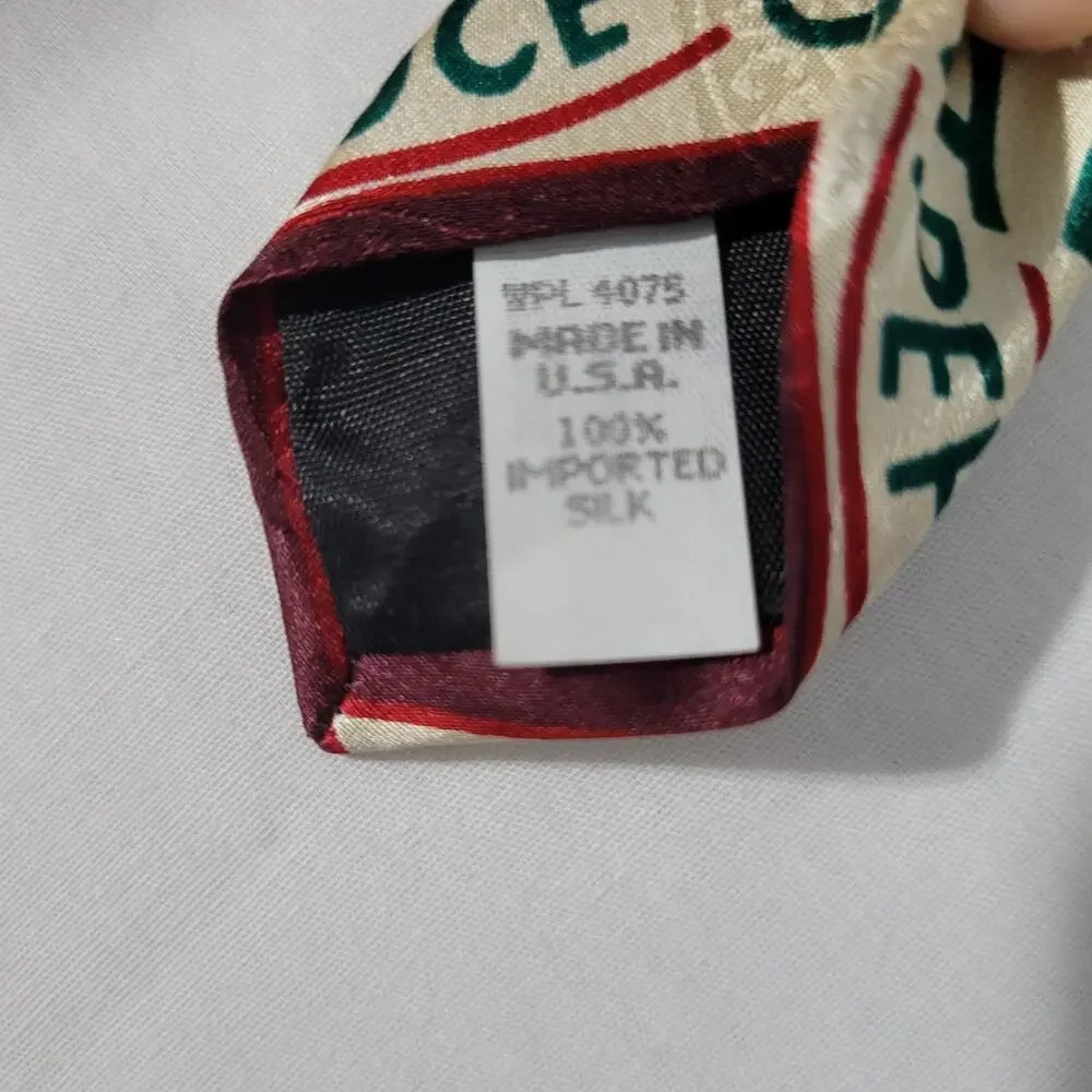 Pair of Tabasco silk novelty print neck tie made in USA, red, multicolor, shrimp